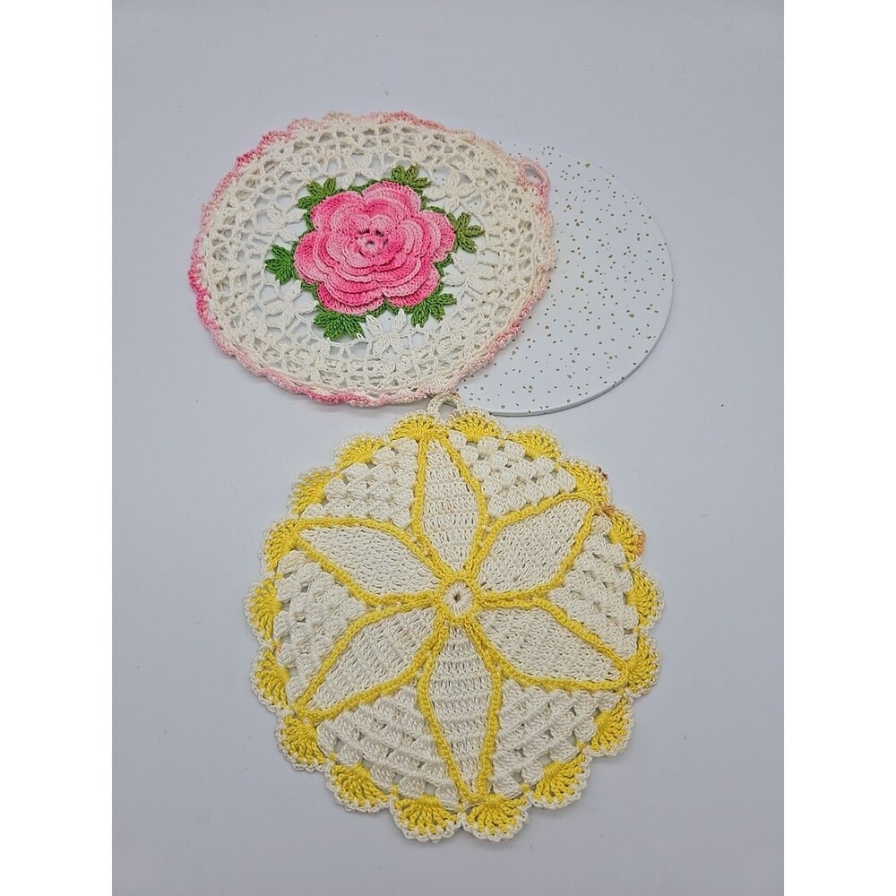 Vintage Kitchen Potholder & Metal Trivet with Cover Multiple Handmade Beautiful